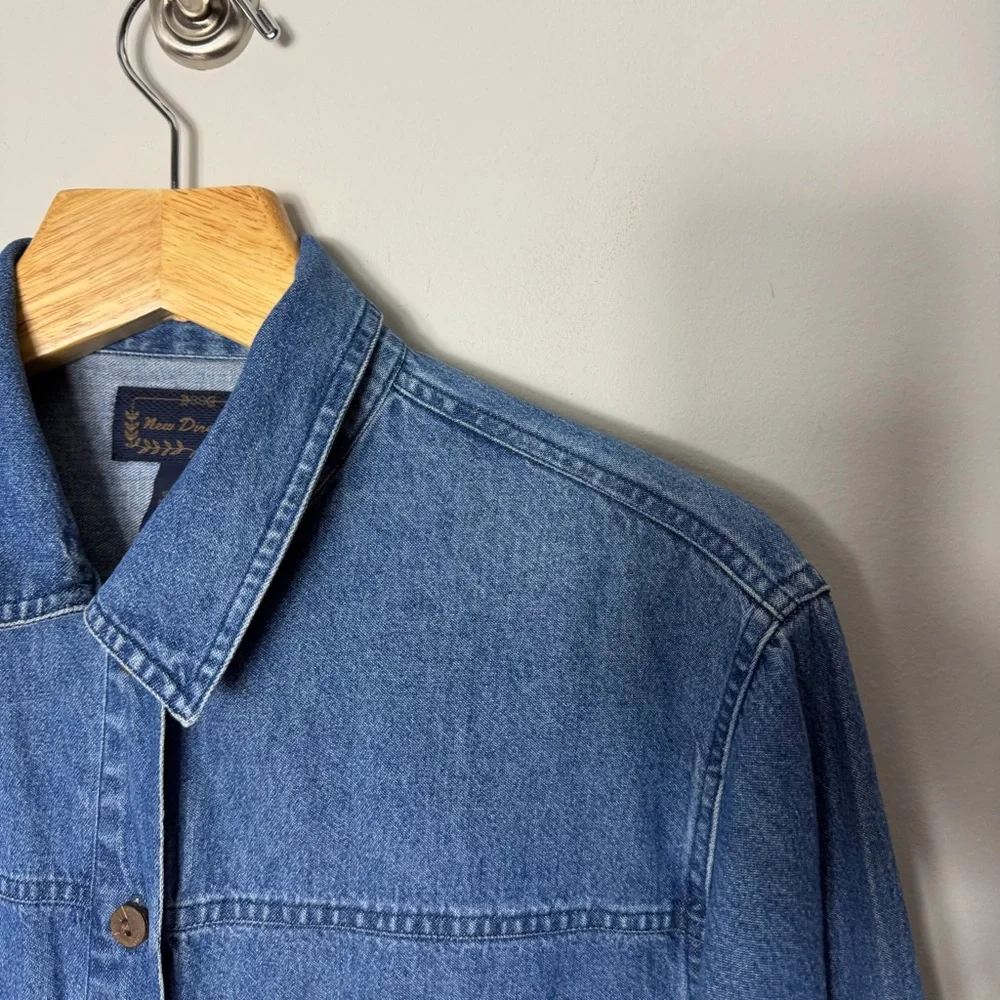 Vintage Jean Jacket Boxy Denim Coat Button Up Shacket XL *c - Picture 2 of 9